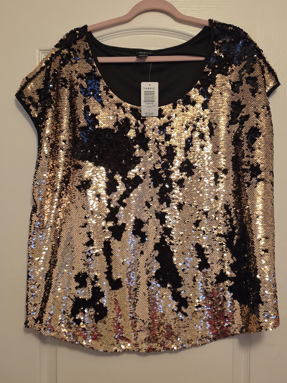 torrid Gold and Black Sequin Scoop Neck Top